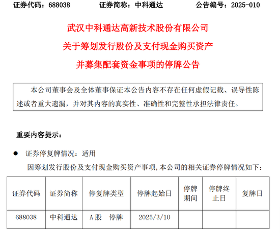 中科通達(dá)籌劃購(gòu)買(mǎi)星和北海控制權(quán)，3月10日開(kāi)市起停牌
